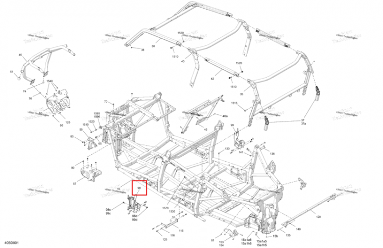 Левый штыревой дверь петля в сборе включает 98 to 98 d Can-Am Commander MAX 1000R EFI XT (2024) (705211564)