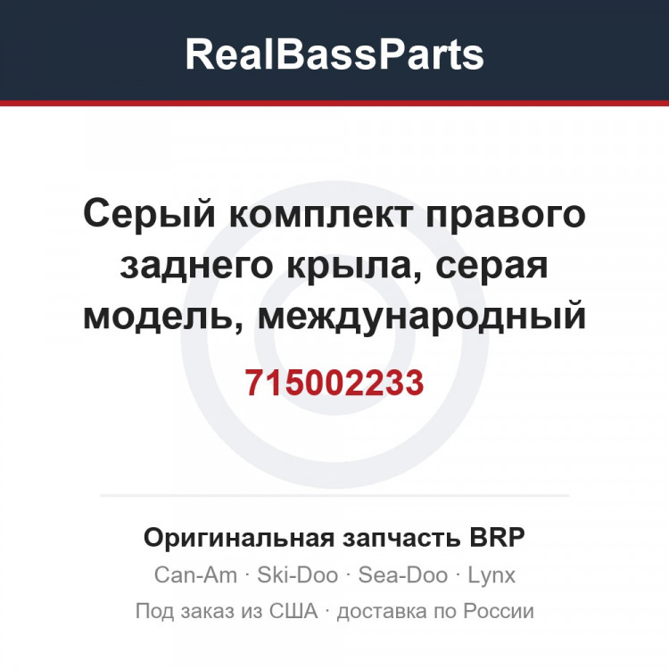 715002233 Серый комплект правого заднего крыла, серая модель, международный вариант