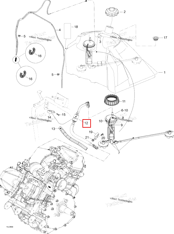 Шланг в сборе Ski-Doo Expedition TUV V800 4-TEC (2009) (605356034)