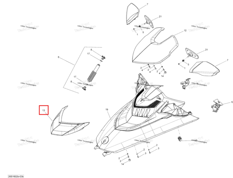 Облицовка капот B 311 Sea-Doo RXT (2016) (269502090)