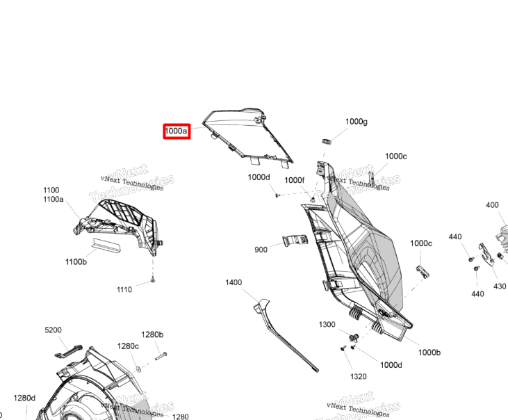 517308564 Панель правая верхняя серая TURBO Ski-Doo