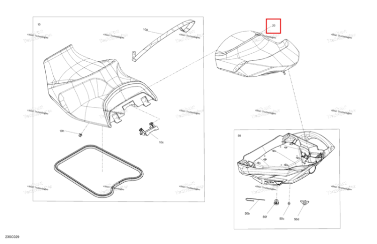 Liquid Titan Passanger сиденье в сборе Sea-Doo GTX STD 300 (2023) (269003544)