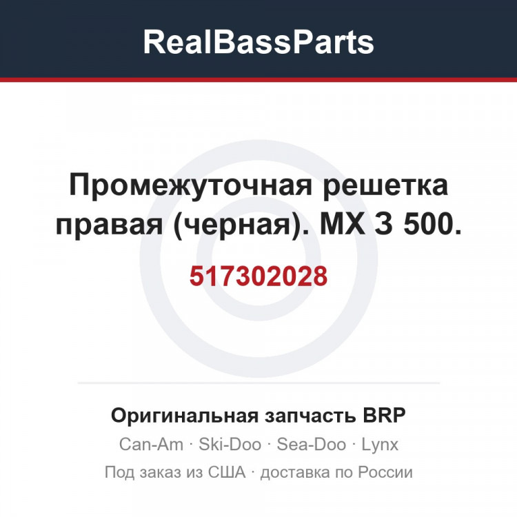 517302028 Промежуточная решетка правая (черная). МХ З 500.