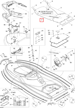 Левый Center Carpet Premium Sea-Doo 291002207