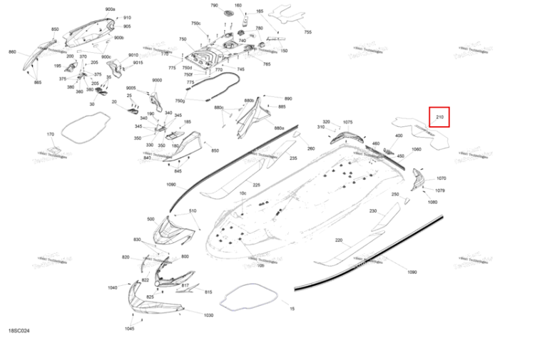 Задний Plat Form Carpet Sea-Doo GTX STD 300 (2023) (291005076)