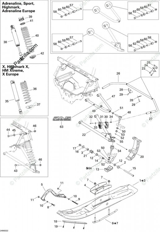 505071391 Правая лыжа В СБОРЕ. включает предметы 1 TO 3 (BLACK (B160))