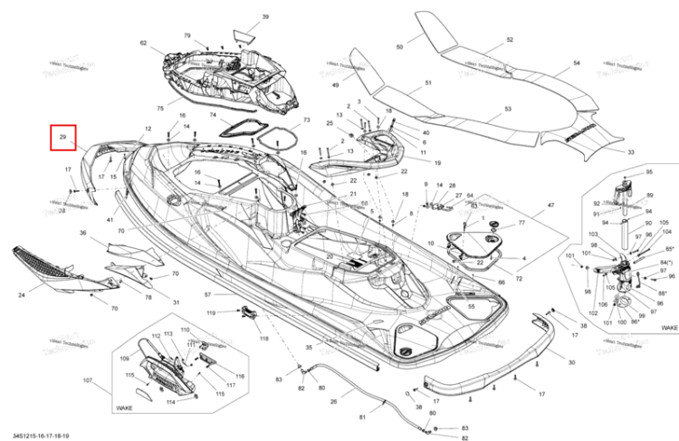 Передний Bumber Sea-Doo RXT-X 260 RS (2012) (291002588)