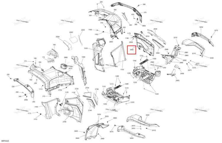 Правый центральный панель Can-Am Outlander 4x4 XT 1000R (2025) (705015793)