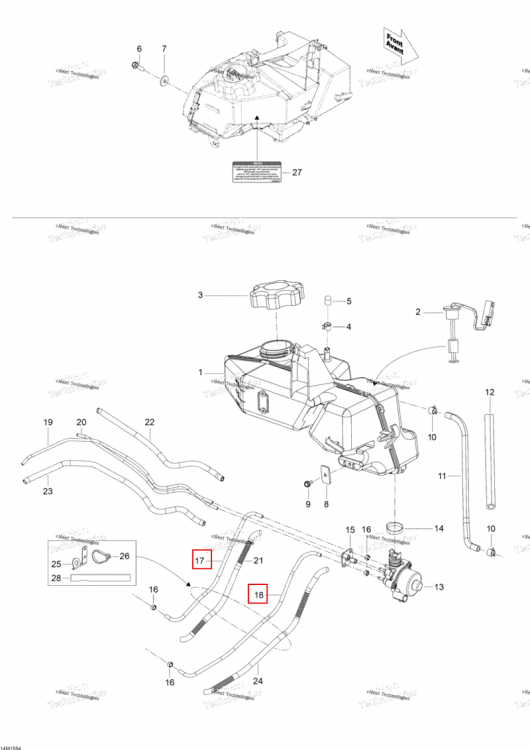 Шланг 3.5 мм 1000 мм длинный Ski-Doo Expedition SE 600 E-TEC (2015) (219704429)