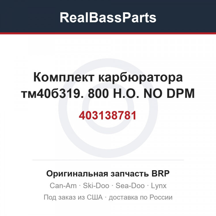 403138781 Комплект карбюратора тм40б319. 800 H.O. NO DPM