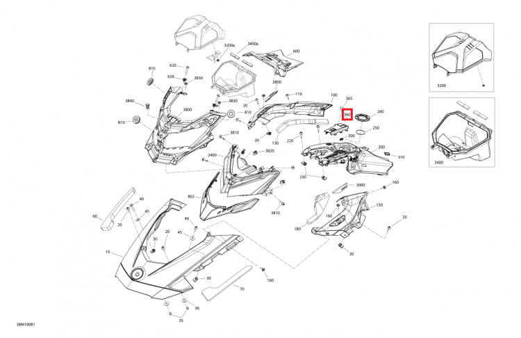 517306583 Крышка консоли левая 19+ Ski-Doo