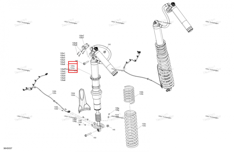 Задний Adjustable амортизатор включает 130 a to 130 a8 Can-Am Maverick MAX Turbo RR XRS Smart Shock (2024) (706002257)