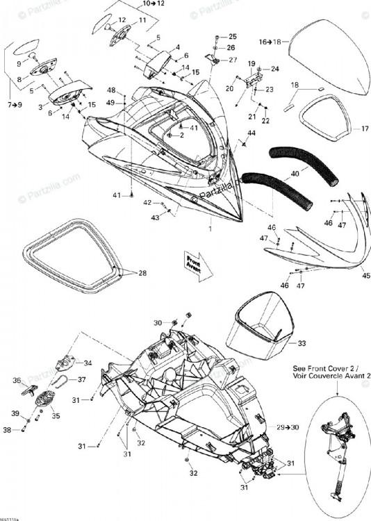 269501777 COUVERCLE ACCES*ACCESS COVER  Пластиковая крышка носовой части корпуса гидроцикла