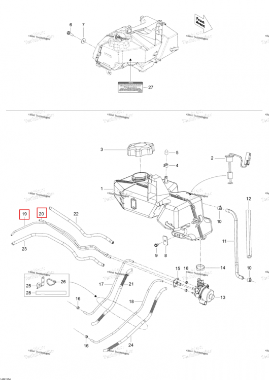Шланг 2.5 мм 1000 мм длинный Ski-Doo Expedition SE 600 E-TEC (2015) (219704430)