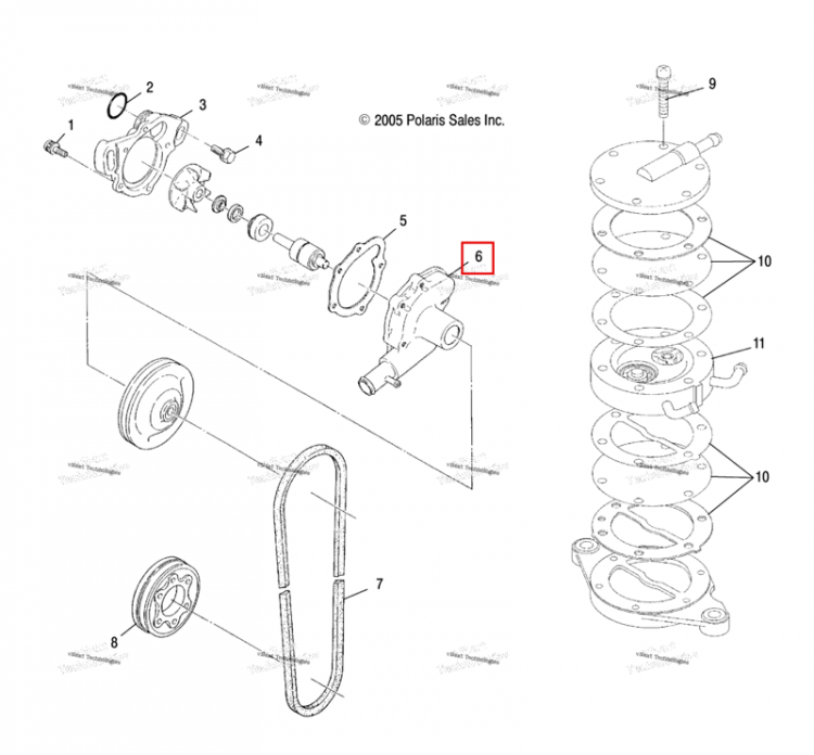 WATERPUMP включает 1 3,5 Polaris Widetrak LX (2006) (3083471)