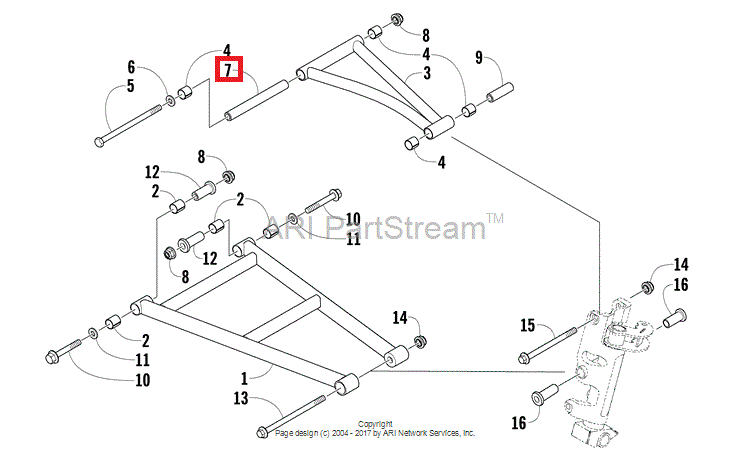 Втулка верхнего рычага внутр. M8 Arctic Cat AXLE,UPPER ARM-INNER-ALUM 2603-771