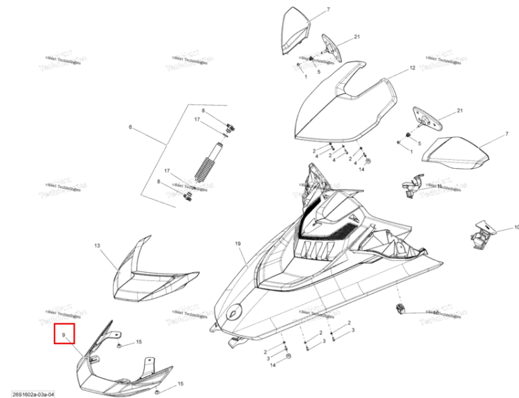 Чёрный передний Cosmetic Sea-Doo RXT (2016) (269501756)