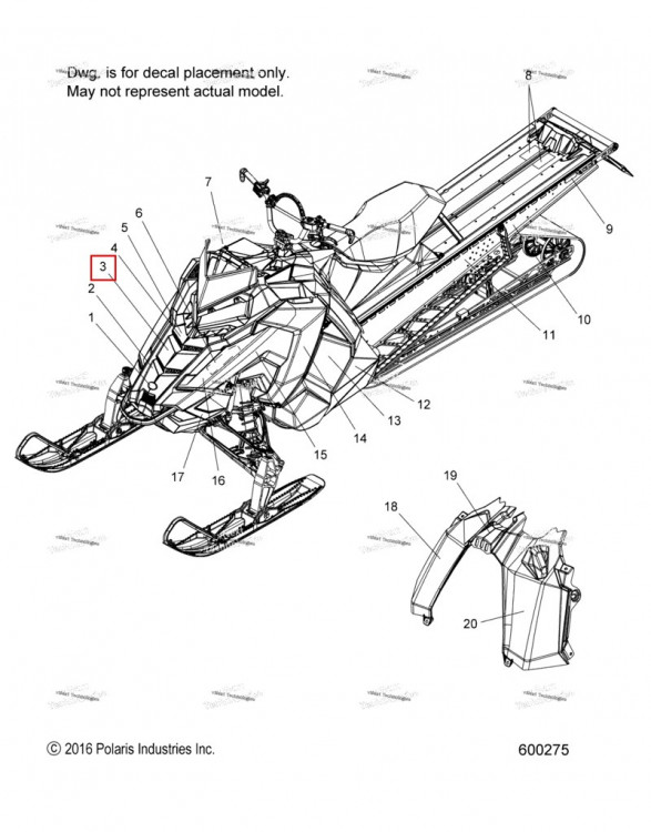 Наклейка капот MIDDLE Polaris 800 AXYS Pro RMK LE 155 (2017) (7183503)