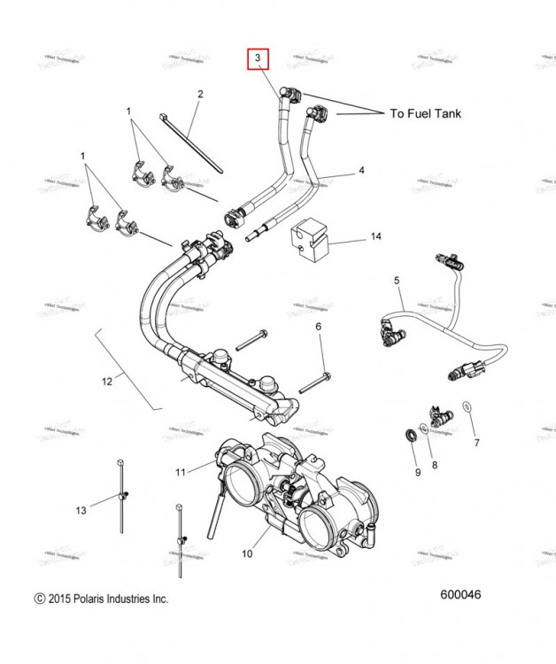 В сборе топливная магистраль обратный PFA CONV Polaris 800 AXYS Pro RMK LE 155 (2017) (2521355)