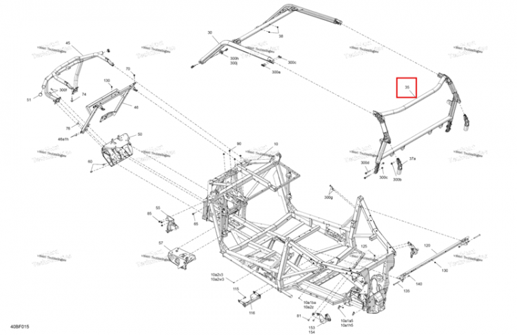 Глубокий чёрный задний каркас комплект Can-Am Commander 1000R EFI XT (2026) (715011055)