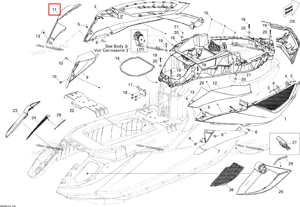 Левый верхний корпус крышка крышка Topaz Sea-Doo 291002622