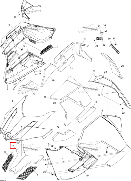 Поролон капот Ski-Doo GTX LE 1200 4-TEC (2009) (517303740)