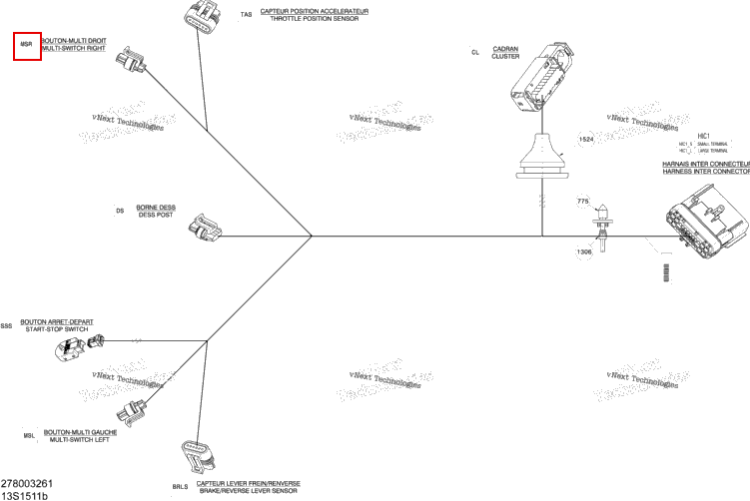 Гнездовой клемма корпус 3 цепей Sea-Doo RXP (2016) (278002386)