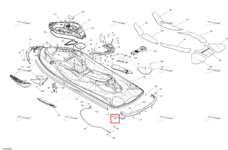 Левый Nonskid Sea-Doo RXT (2016) (291002626)