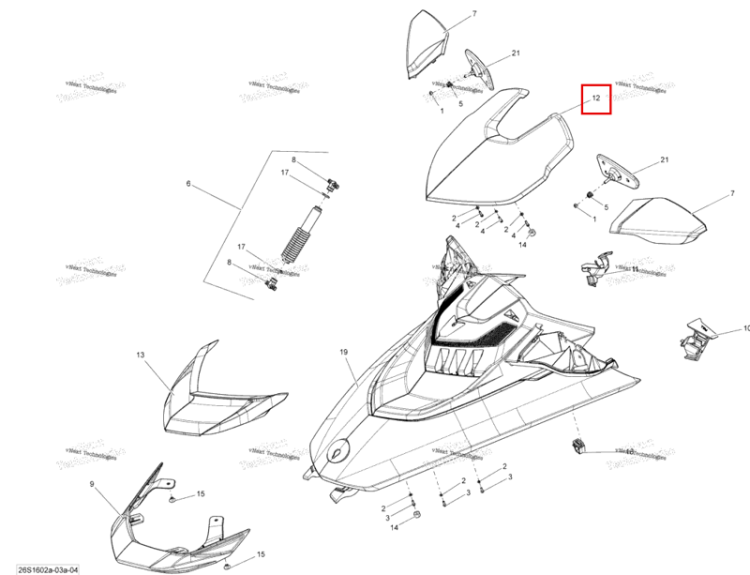 Передний дефлектор модель RXT × белый / жёлтый Sea-Doo RXT (2016) (269502250)