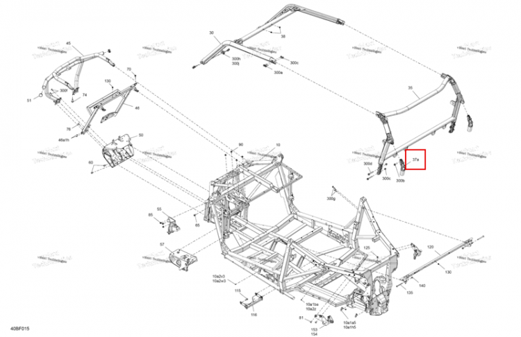 Глубокий чёрный задний каркас Extension Can-Am Commander 1000R EFI XT (2026) (705212876)