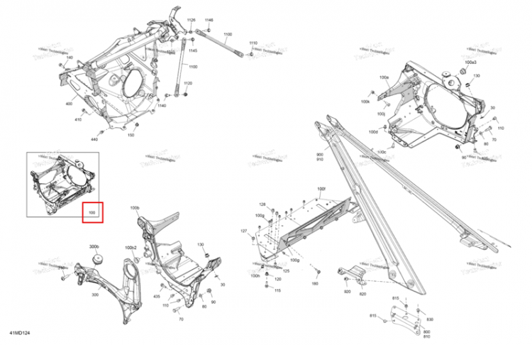 Двигатель шасси блок в сборе включает 100 to 100 k Ski-Doo Expedition 850 E-TEC SE (2024) (518334516)