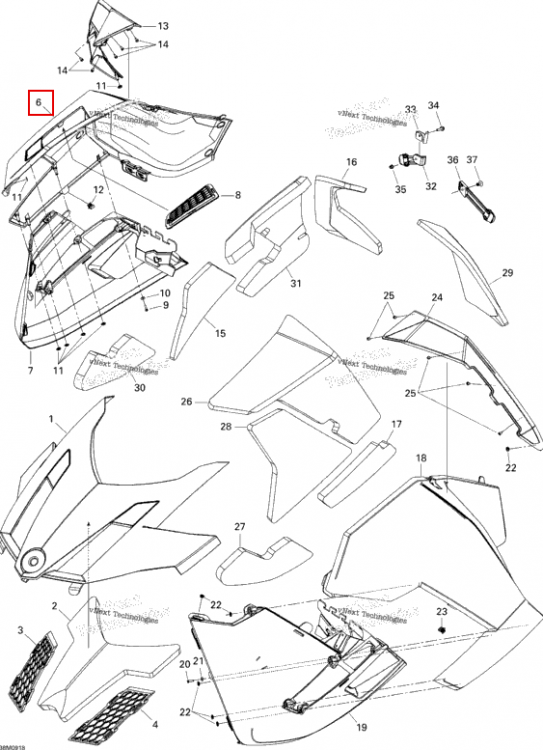 Чёрный правый Pannel чёрный чёрный Ski-Doo GTX LE 1200 4-TEC (2009) (517304262)