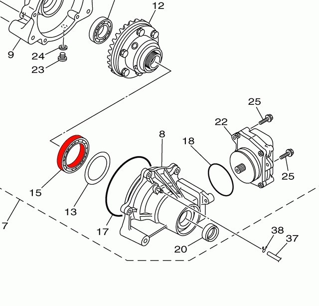 Подшипник переднего редуктора для квадроцикла Yamaha Grizzly/Viking/Rhino/Big Bear 700/550/450/350 3B4-46164-00-00