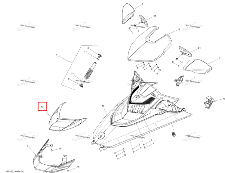 Чёрный передний Cosmetic модель RXT чёрный / жёлтый Sea-Doo RXT (2016) (269502089)