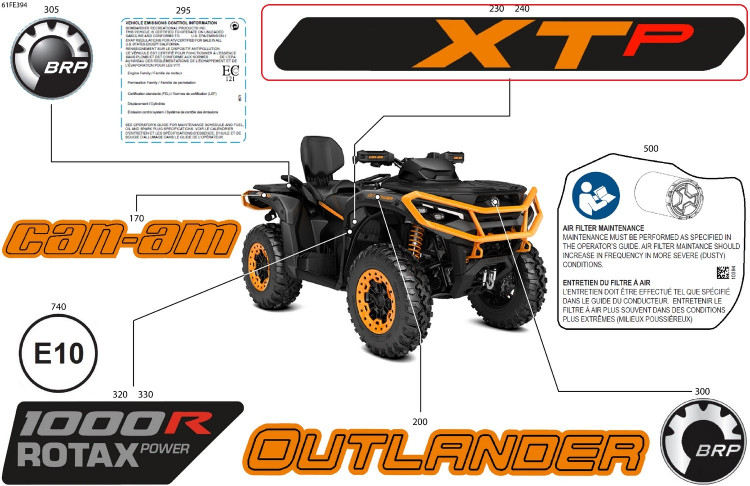 704910419 Наклейка правая XTP для квадроциклов Can-Am