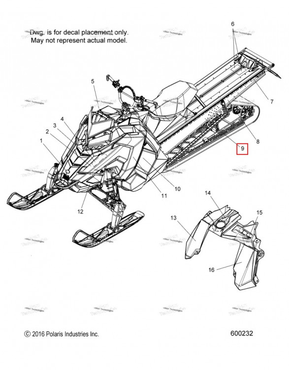 Наклейка тоннель AXYS левый Polaris 800 AXYS Pro RMK LE 155 (2017) (7182811)