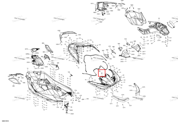 Оранжевый задний Deck Package Trixx Sea-Doo Spark 900 HO ACE (2018) (291004864)