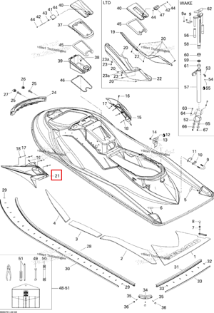 Левый передний Moulding STD WAKE Sea-Doo 269501529
