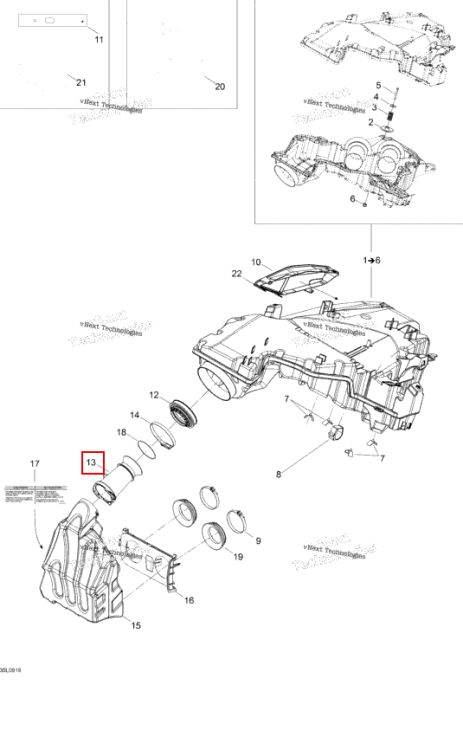 Впуск переходник Ski-Doo Expedition TUV 600 H.O. SDI REV-XU (2009) (508000542)
