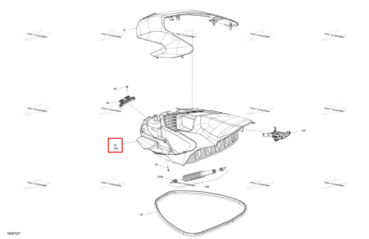 Глубокий чёрный нижний капот включает 20 to 20 a Sea-Doo GTR 300 X (2026) (269502390)