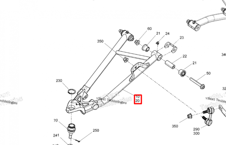 703501256 Рычаг левый верхний Can-Am X3 64 703501047 706202700 706203136 706203647 