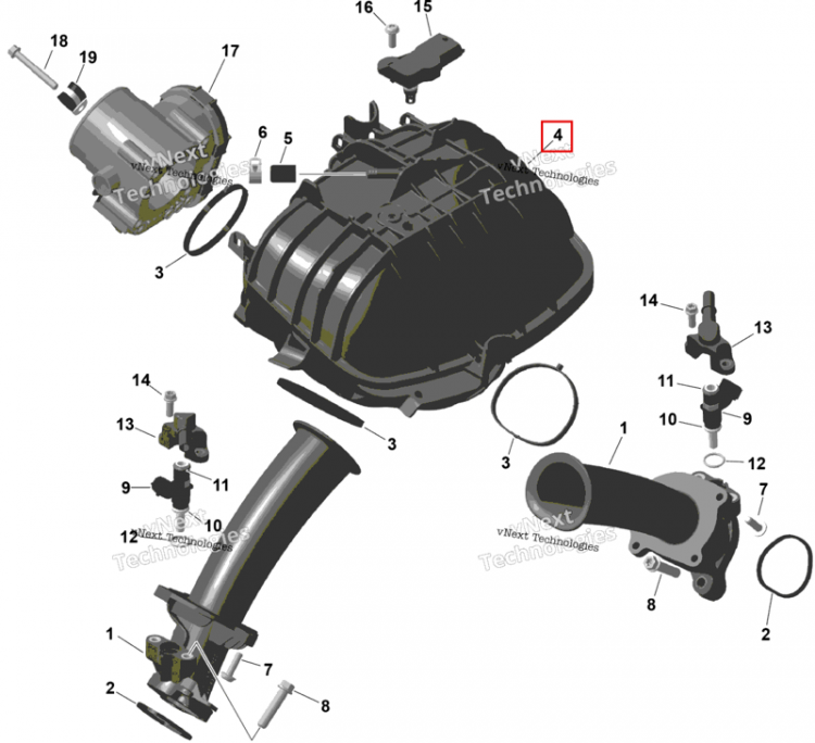 Коллектор воздушный Inlet Ill no 4 6 Can-Am Commander 1000R EFI XT (2026) (420667838)