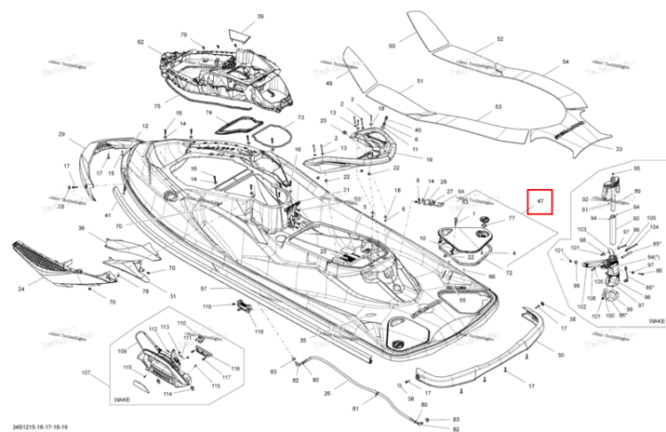 Правый ACCESS крышка Sea-Doo RXT-X 260 RS (2012) (291003687)