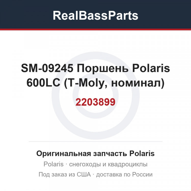 SM-09245 Поршень Polaris 600LC (T-Moly, номинал) 2203899, 2204122, 2203319, 2201559, 2202258