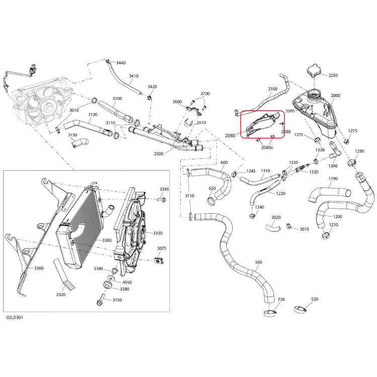 509001405 Кронштейн крепления бачка охлаждения для снегоходов Ski-Doo SUMMIT G5 509001405