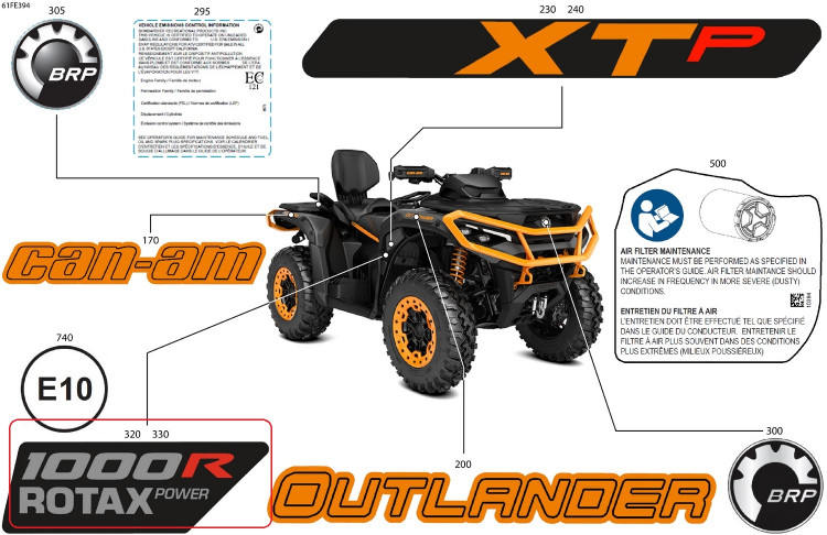 704910434 Наклека правая 1000R для квадроциклов Can-Am