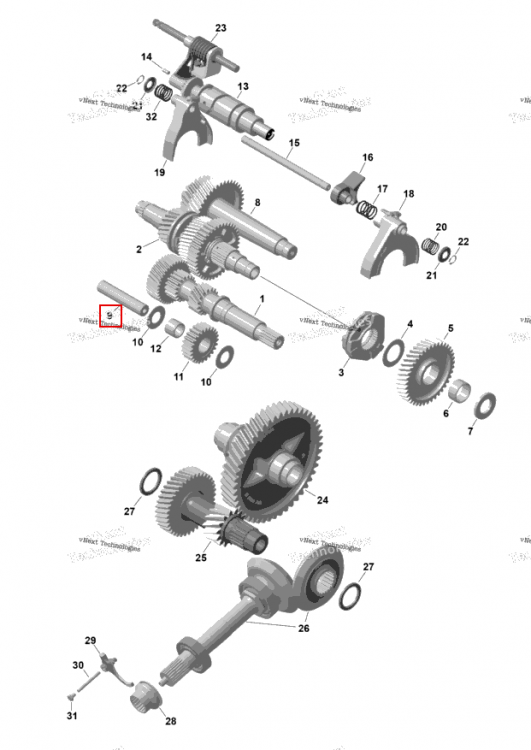 Промежуточный шестерня в сборе включает no 9 12 Can-Am Maverick Turbo RR XRS (2026) (420435876)