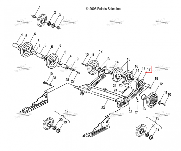 Блок натяжной ролик болт регулировочный Polaris Widetrak LX (2006) (5130530)