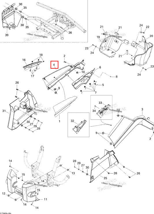 Правый боковая панель Laurentian зелёный Can-Am Outlander 400 XT (2008) (705000752)