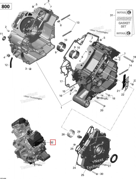 Длинный блок 800 Can-Am Outlander MAX 800R EFI DPS XT XT-P (2014) (420081020)